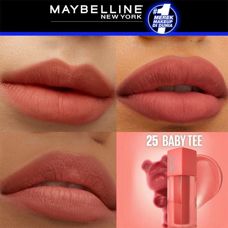 3x Maybelline Superstay Teddy Tint Creamy Matte Lip Tint 5ml 25 Baby Tee