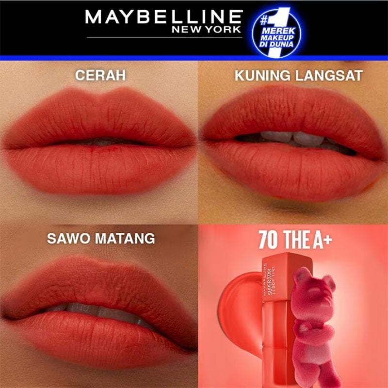 3x Maybelline Superstay Teddy Tint Lipstick 5ml 70 The A+