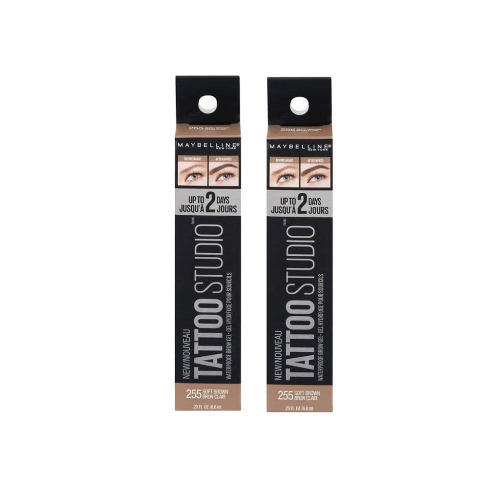 2x Maybelline Tattoo Studio Waterproof Brow Gel 255 Soft Brown