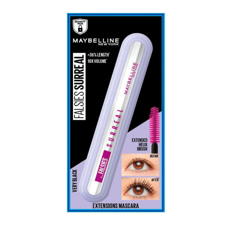 3pk Maybelline The Falsies Surreal Extensions Mascara - 01 Very Black Washable (carded)