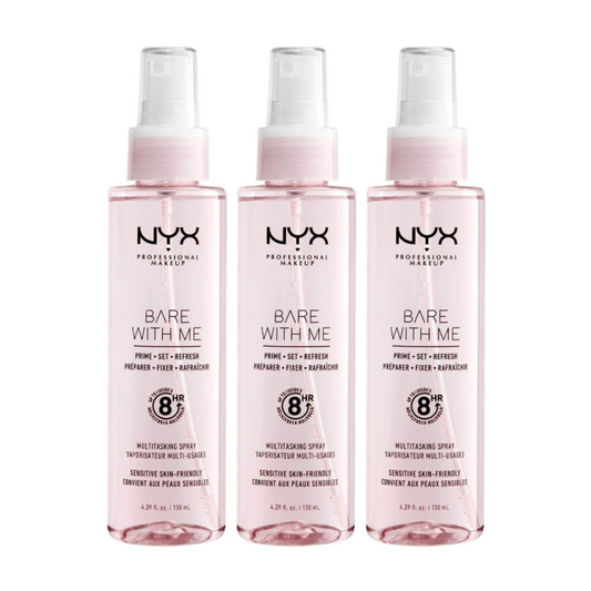 3x NYX Bare With Me Prime Set Refresh Multitasking Spray 130ml