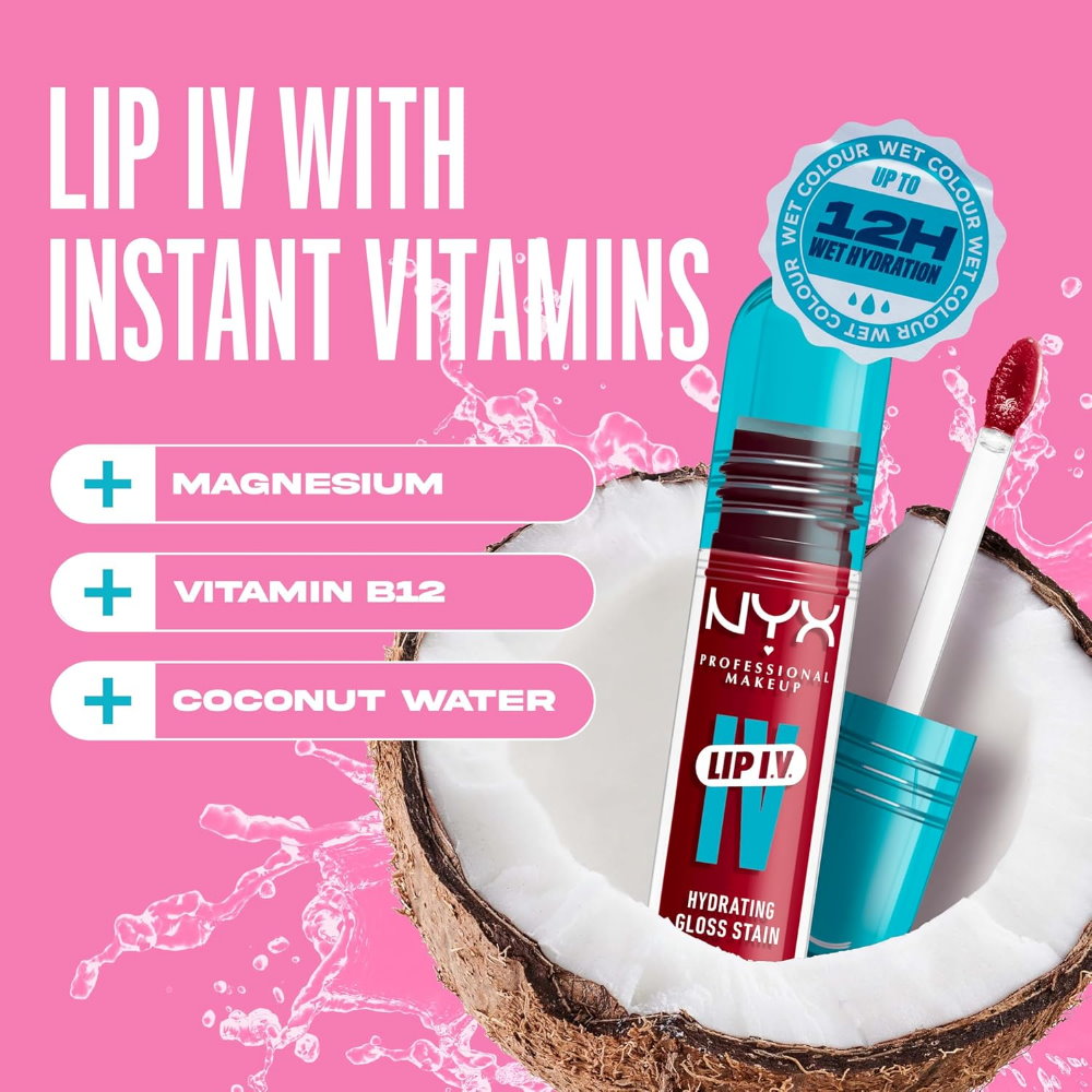 NYX Lip IV Hydrating Lip Gloss Serum 5ml 08 Red-y.Set.Wet