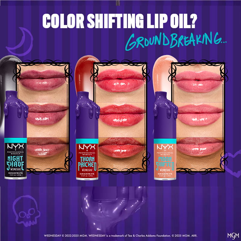 3x NYX Moon Shifted Wednesday Colour Adjusting Lip Oil 03 4.8ml