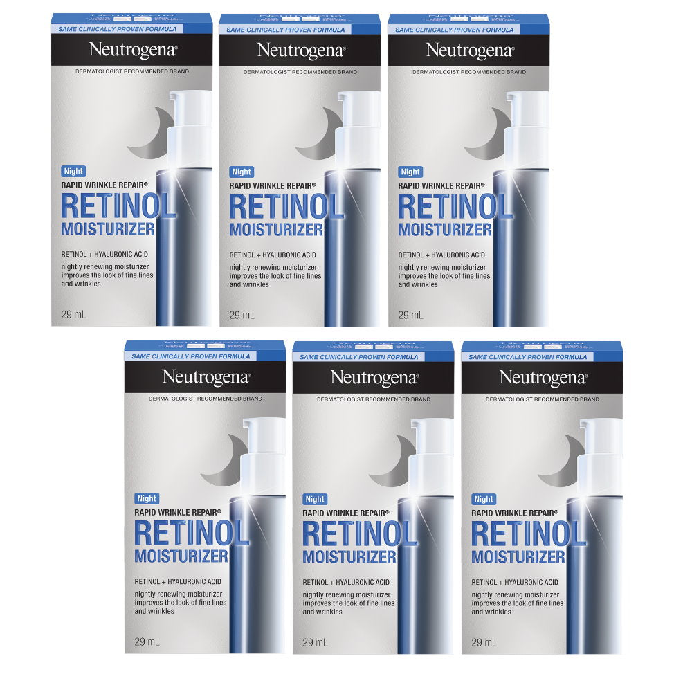 6x Neutrogena Rapid Wrinkle Repair Retinol Night Moisturiser 29mL