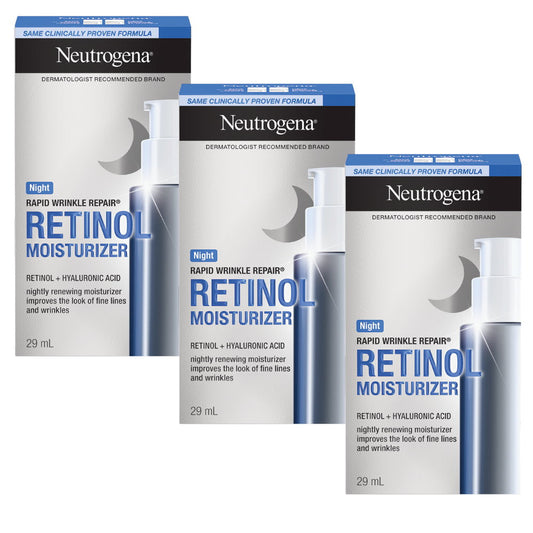 3x Neutrogena Rapid Wrinkle Repair Retinol Night Moisturiser 29mL