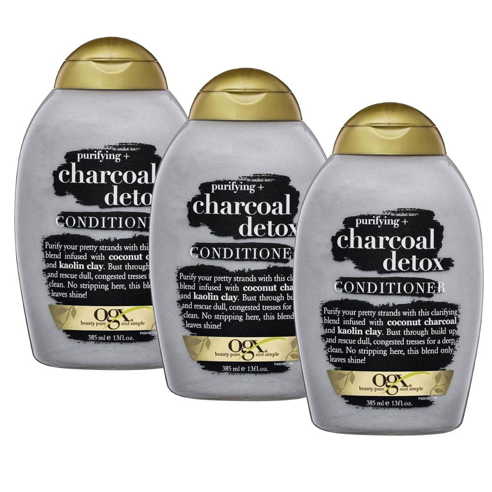 3x OGX Purifying + Charcoal Detox Conditioner 385mL