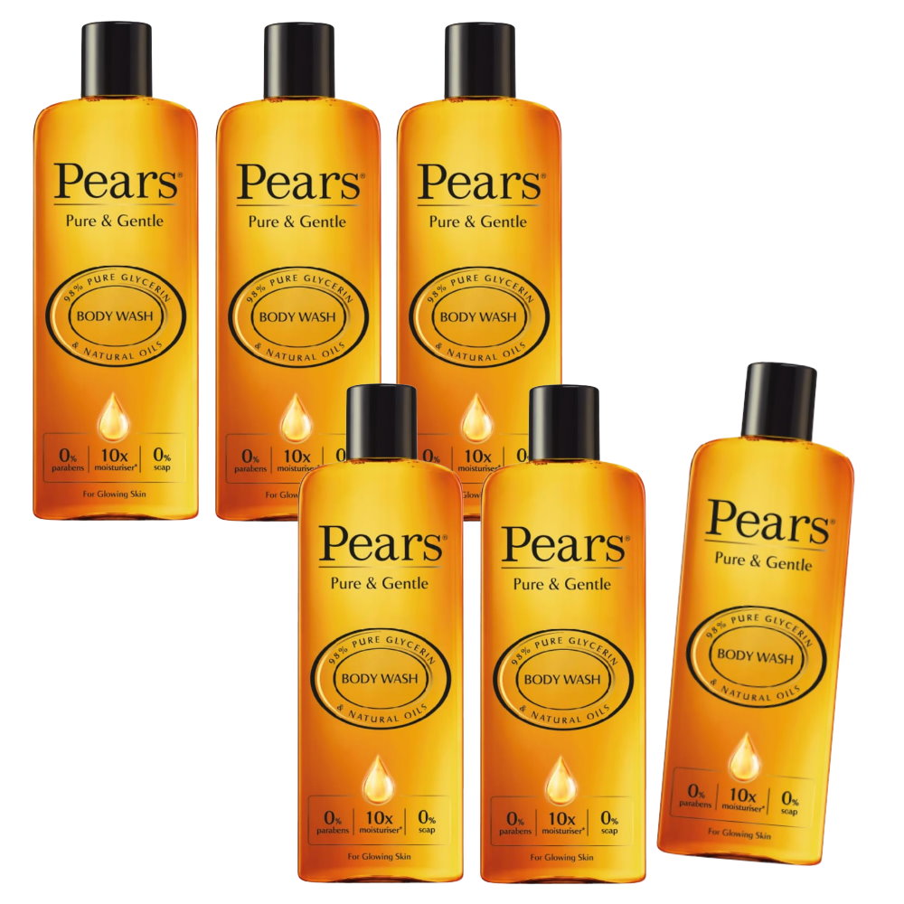 6x Pears Body Wash with Natural Oils for Glowing Skin 250ml