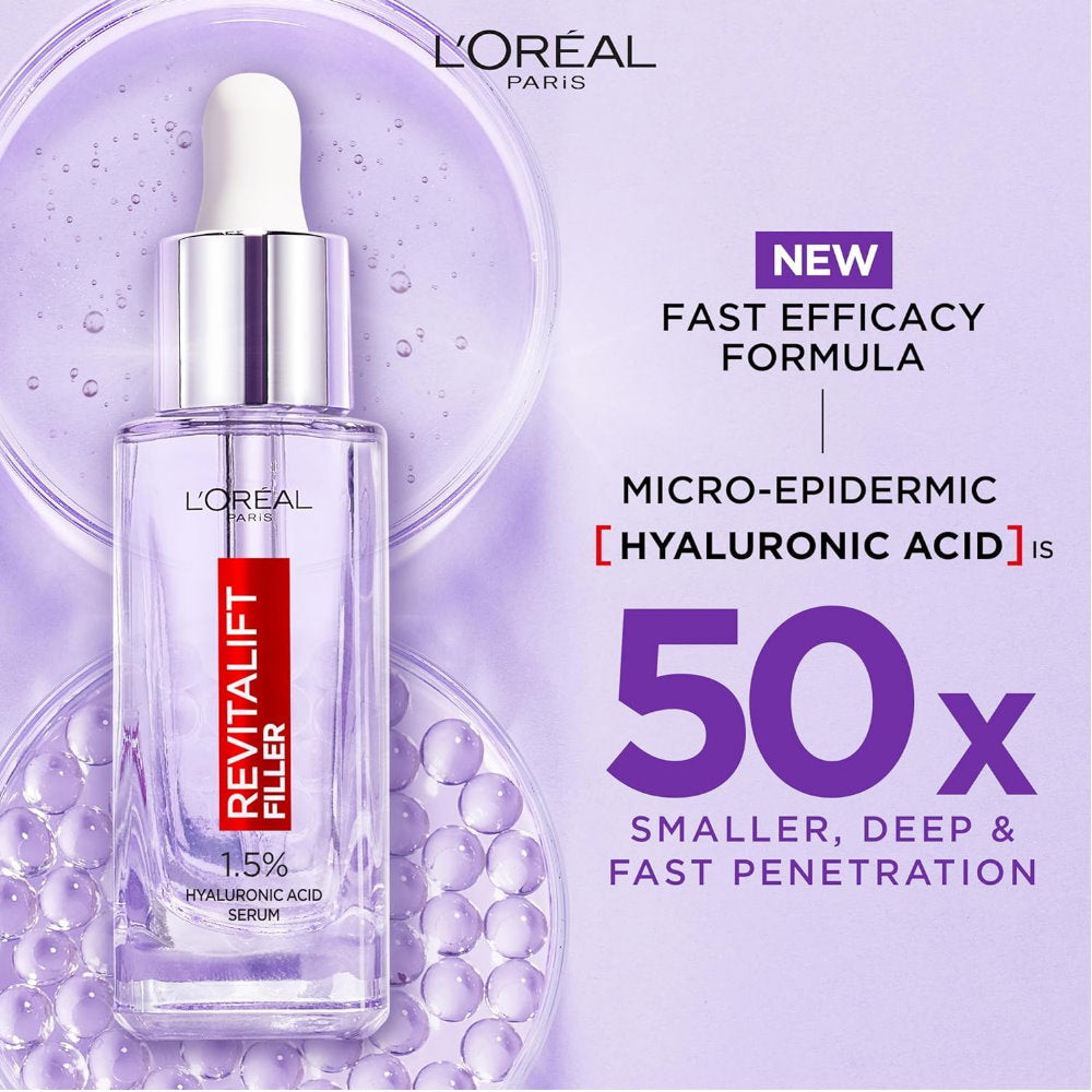 6x L'Oreal Paris Revitalift Filler Hyaluronic Plumping Serum 15mL
