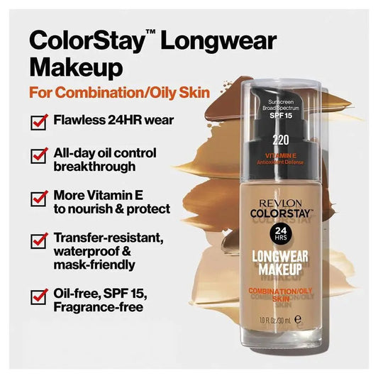 6x Revlon Colorstay Makeup Foundation Combination Oily Skin 250 Medium Beige