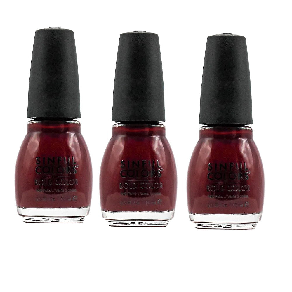 3x Sinful Colors Nail Polish Bold Color 15ml 2542 Raisin the Roof