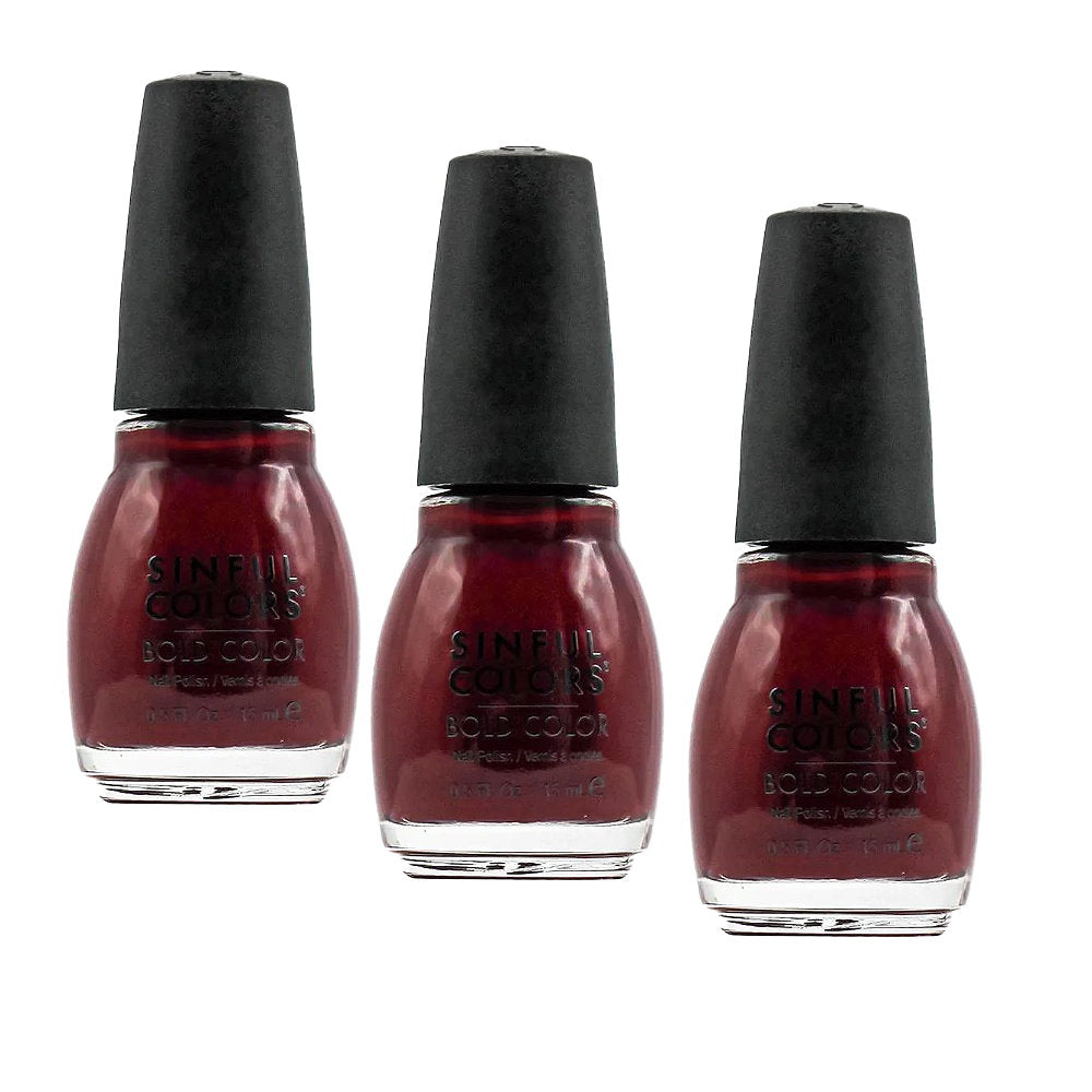 3x Sinful Colors Nail Polish Bold Color 15ml 2542 Raisin the Roof