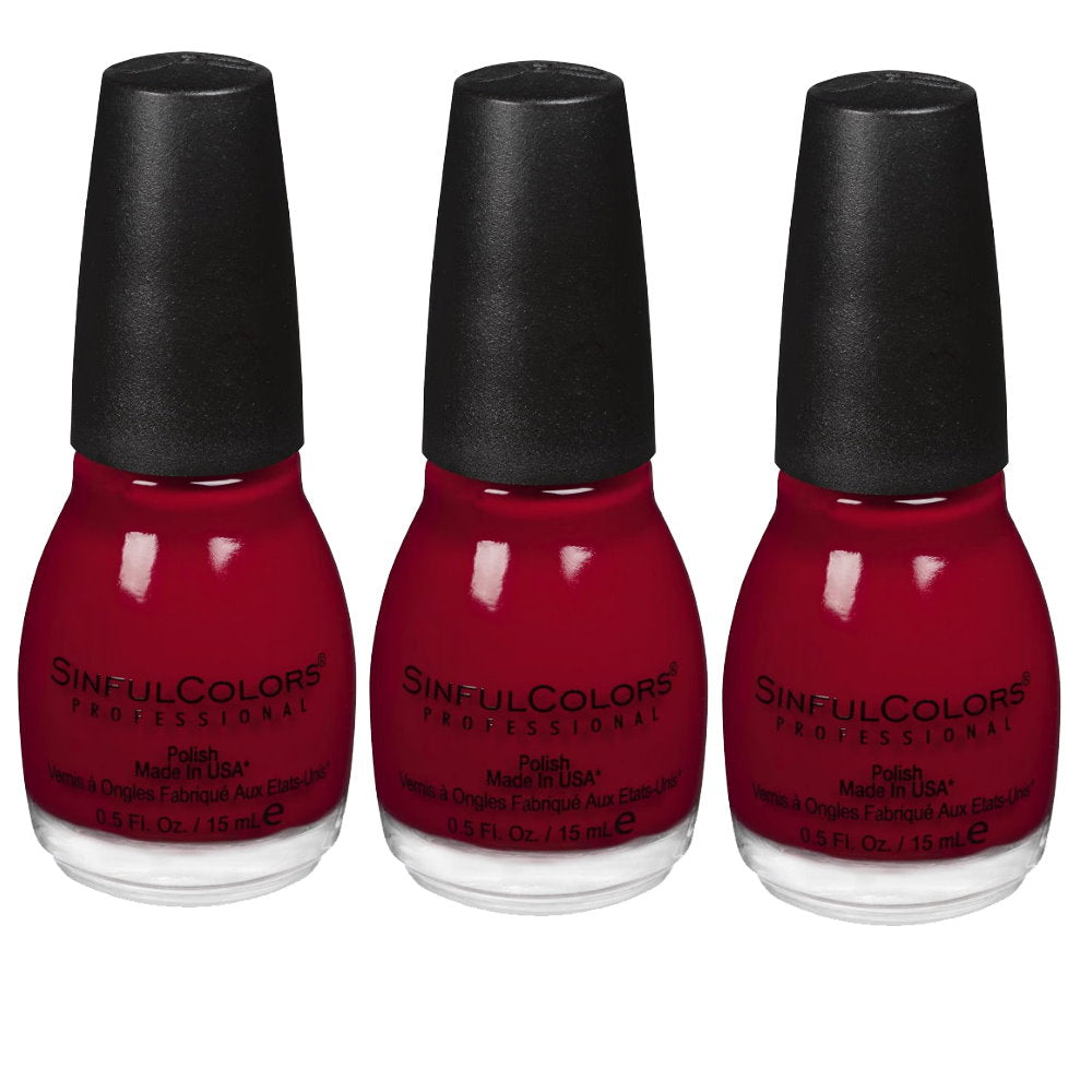 3x Sinful Colors Nail Polish Bold Color 15ml 369 Ruby Ruby