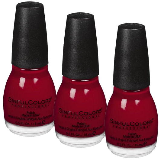 3x Sinful Colors Nail Polish Bold Color 15ml 369 Ruby Ruby