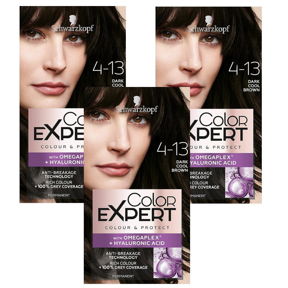 3x Schwarzkopf Colour Specialist Permanent Hair Colour 4.13 Dark Cool Brown