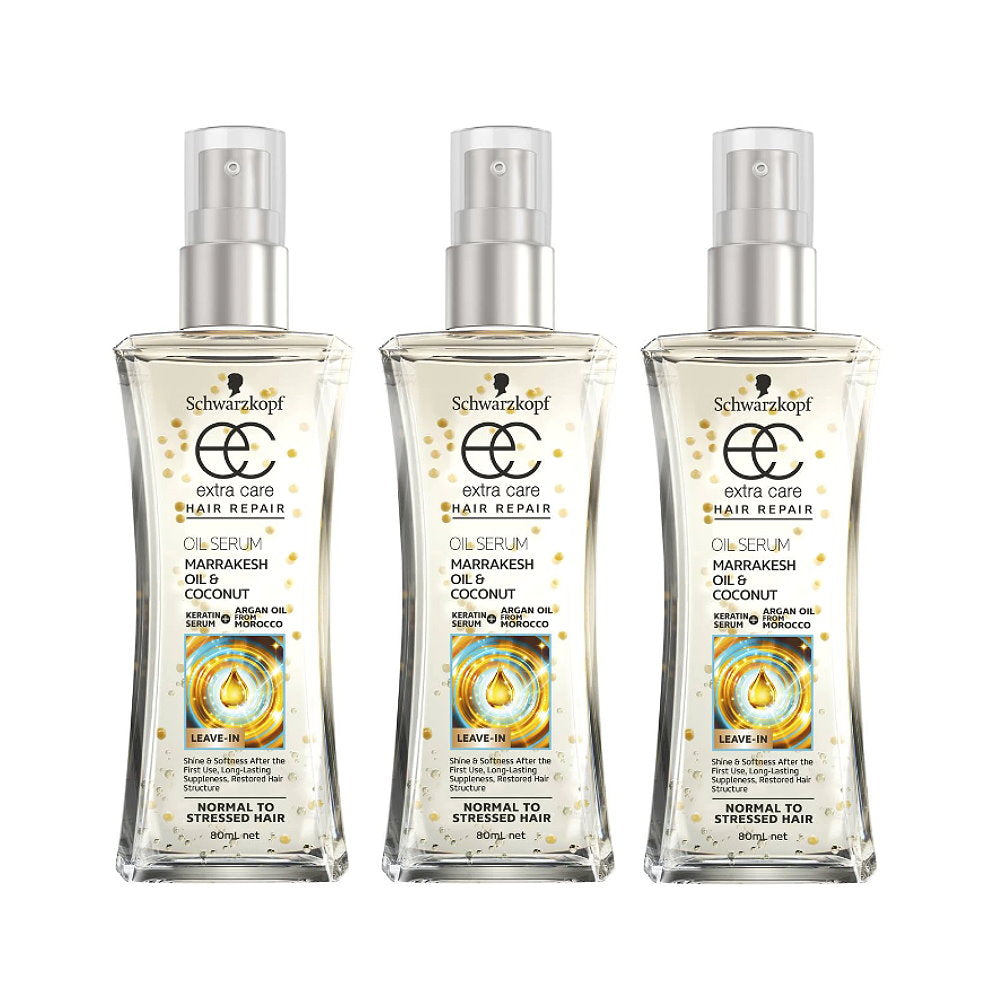 3 x Schwarzkopf Extra Care Oil Serum Leave In Treatment Marrakesh Oil and Coconut 80ml