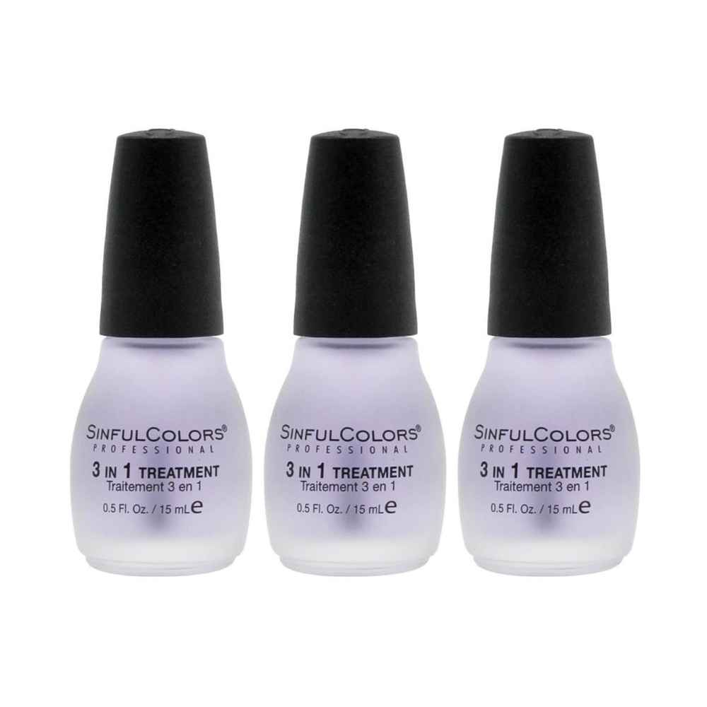 3x Sinful Colors Nail Polish 15ml 3 In 1 Treatment Top Coat 1707