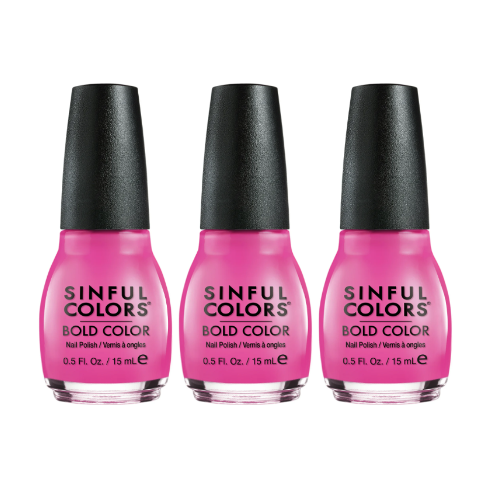 3x Sinful Colors Nail Polish Bold Color 15ml 851 Boom Boom