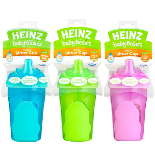 3pk Heinz Baby Basics Toddler Straw Cup 12m+ 280mL - Makeup Warehouse Australia
