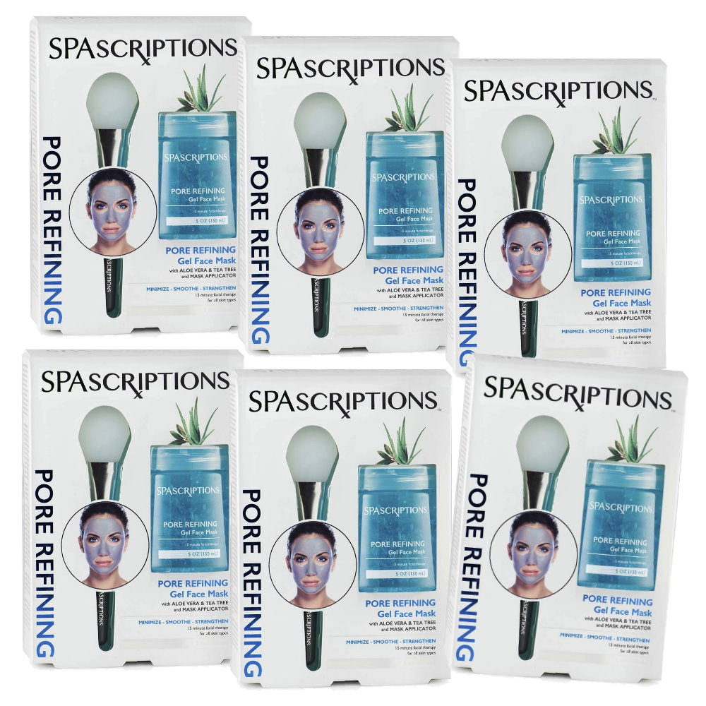 6x Spascriptions Pore Refining Gel Face Mask Aloe Vera and Tea Tree 150ml