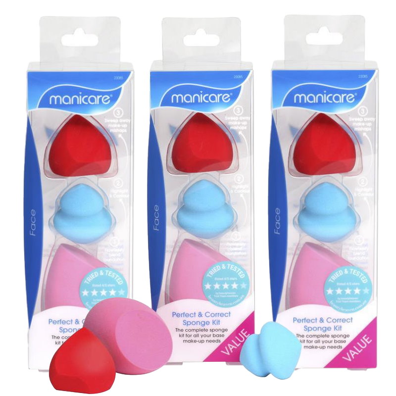 3x Manicare Perfect & Correct 3pk Sponge Kit - Makeup Warehouse Australia