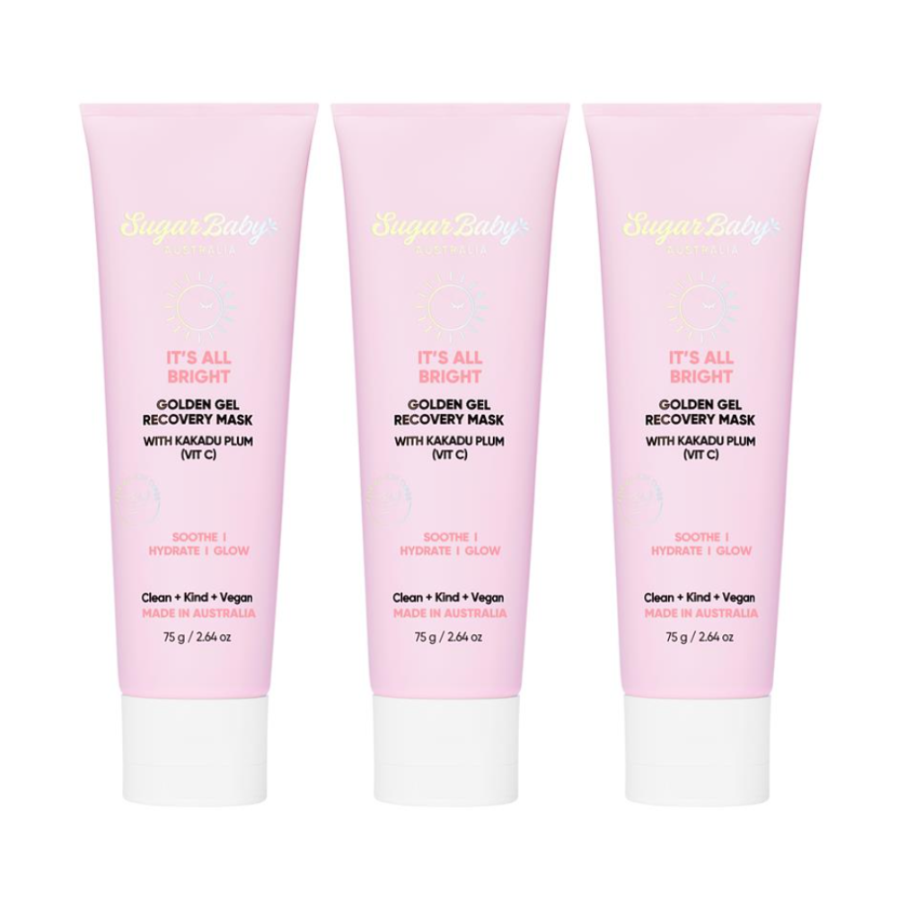 3x SugarBaby It's All Bright Golden Gel Recovery Mask With Kakadu Plum (Vit C) 75g