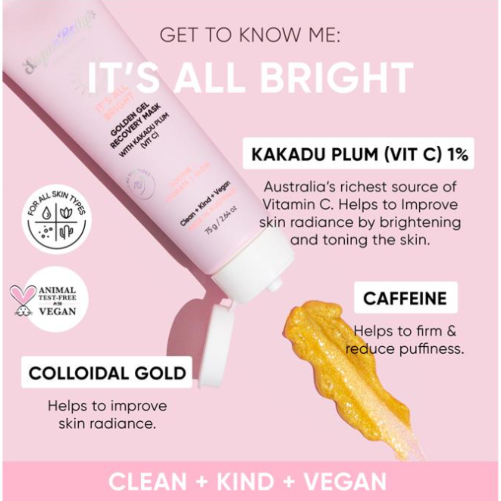 3x SugarBaby It's All Bright Golden Gel Recovery Mask With Kakadu Plum (Vit C) 75g