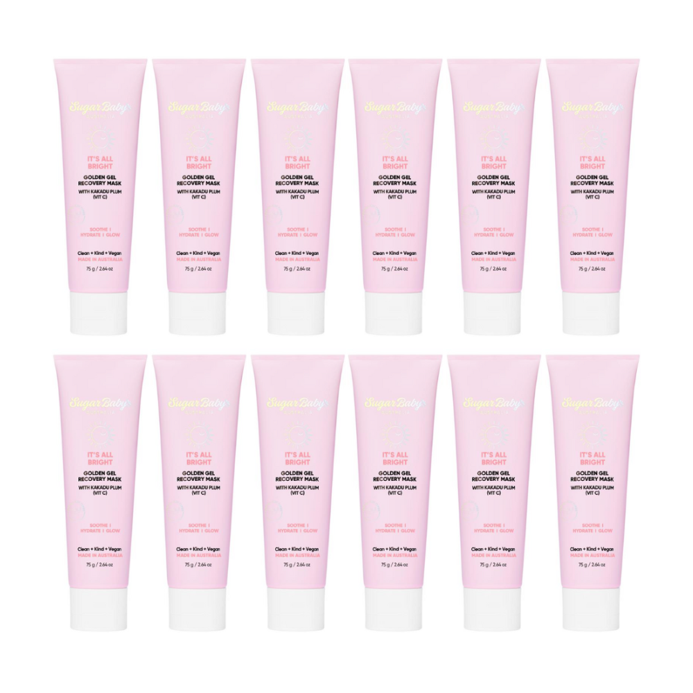 12x SugarBaby It's All Bright Golden Gel Recovery Mask With Kakadu Plum (Vit C) 75g