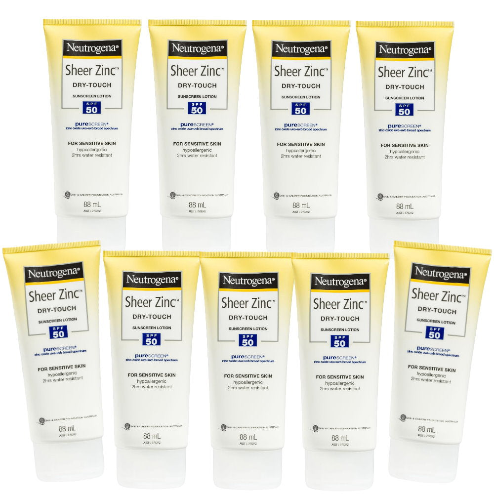 Shop Online 9x Neutrogena Sheer Zinc Dry Touch spf50 Sunscreen Lotion 88mL - Makeup Warehouse Australia