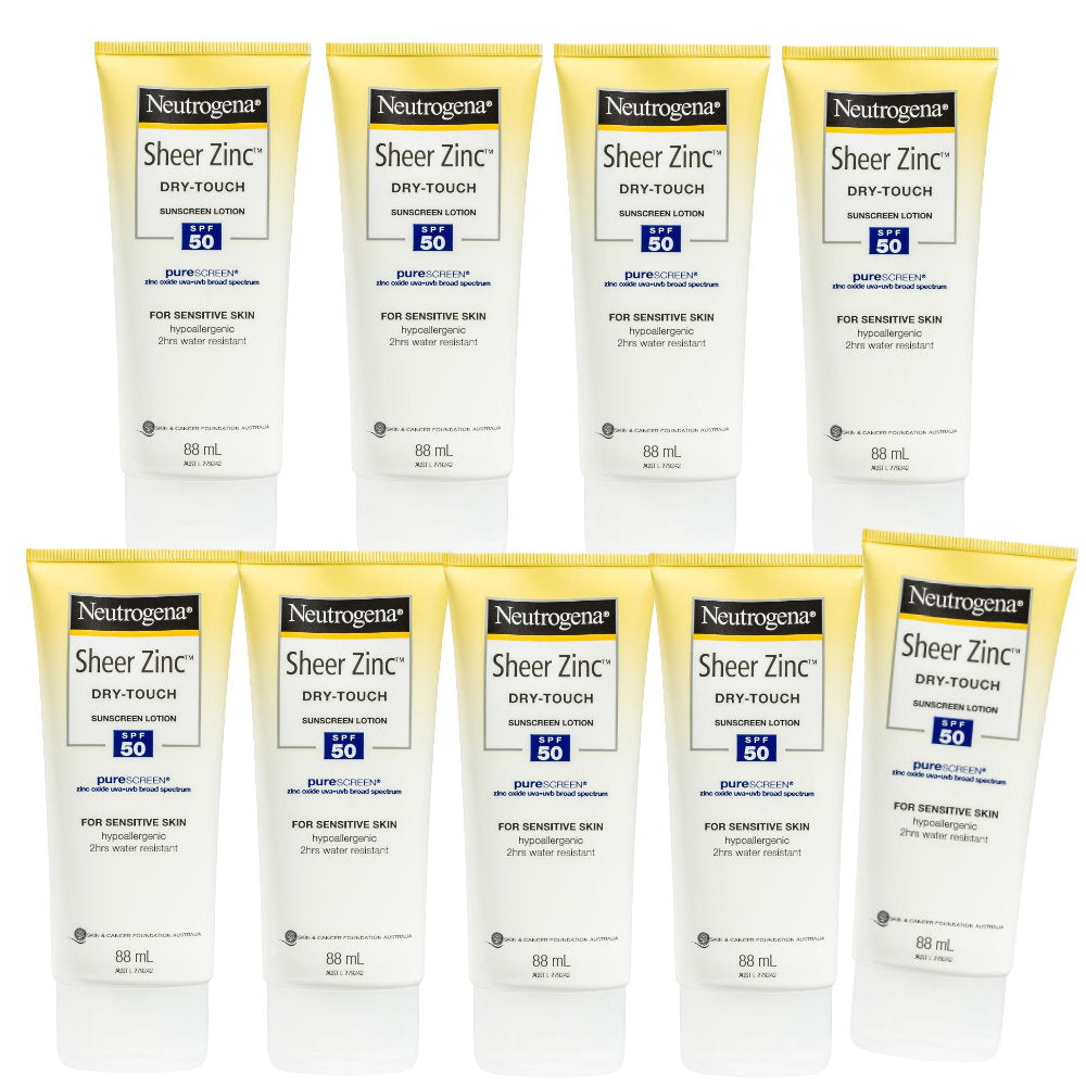 Shop Online 9x Neutrogena Sheer Zinc Dry Touch spf50 Sunscreen Lotion 88mL - Makeup Warehouse Australia