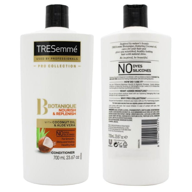 3x Tresemme Botanique Nourish & Replenish Conditioner With Coconut Oil & Aloe Vera 700ml