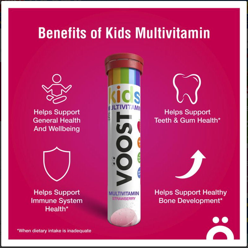 VOOST Kids Multivitamin Effervescent Tablets Strawberry 20 Pack