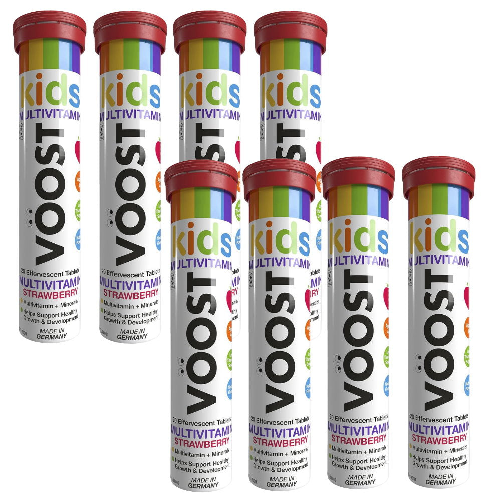 8x VOOST Kids Multivitamin Effervescent Tablets Strawberry 20 Pack