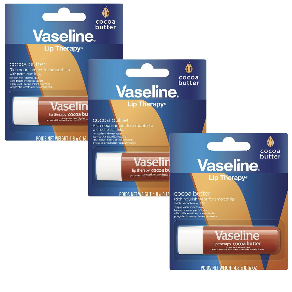 3x Vaseline Lip Therapy Lip Balm Cocoa Butter 4.8g