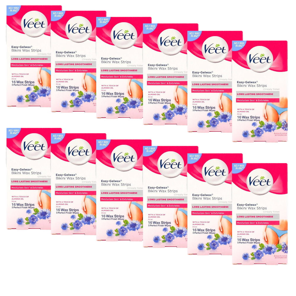 12x Veet Bikini Wax 16 Strips