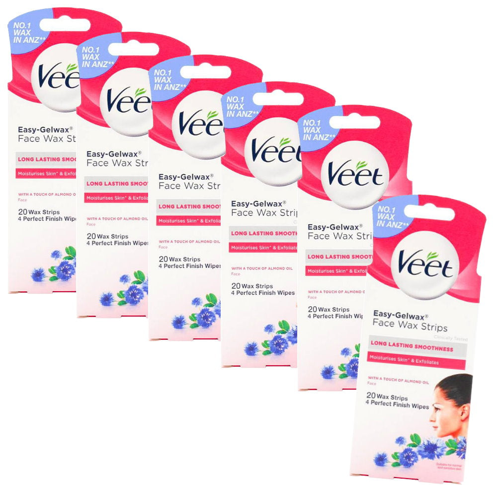 6x Veet Easy Gelwax Face Wax Strips Precision 20 pack