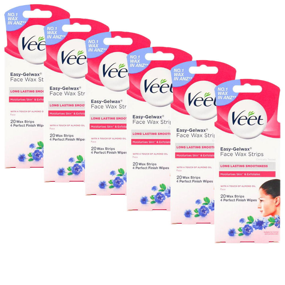 6x Veet Easy Gelwax Face Wax Strips Precision 20 pack