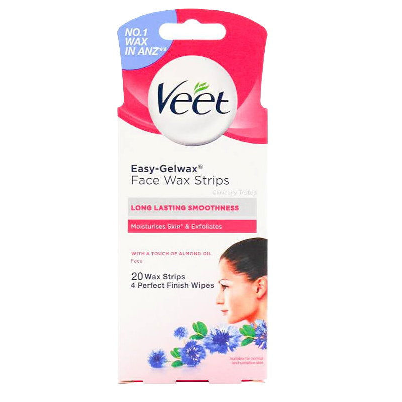 12x Veet Easy Gelwax Face Wax Strips Precision 20 pack