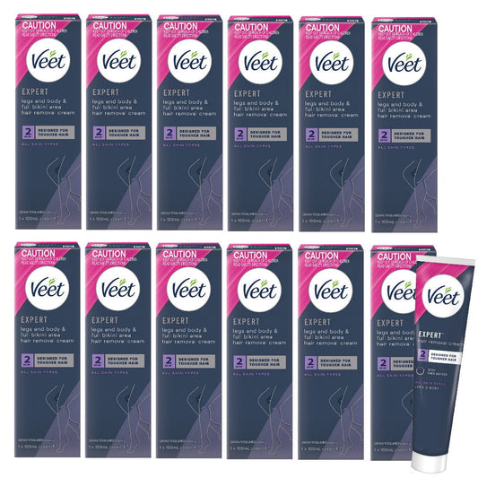 12x Veet Expert Legs Body Full Bikini Hair Removal Cream 100ml
