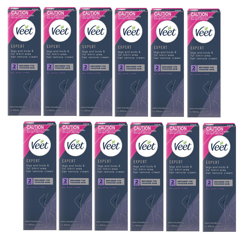 12x Veet Expert Legs Body Full Bikini Hair Removal Cream 100ml