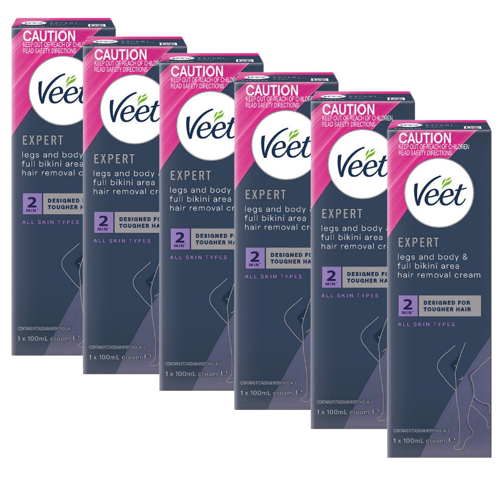 6x Veet Expert Legs Body Full Bikini Hair Removal Cream 100ml