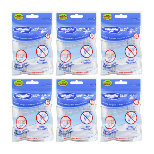 6x Wisdom Dental Floss Harps 32pk