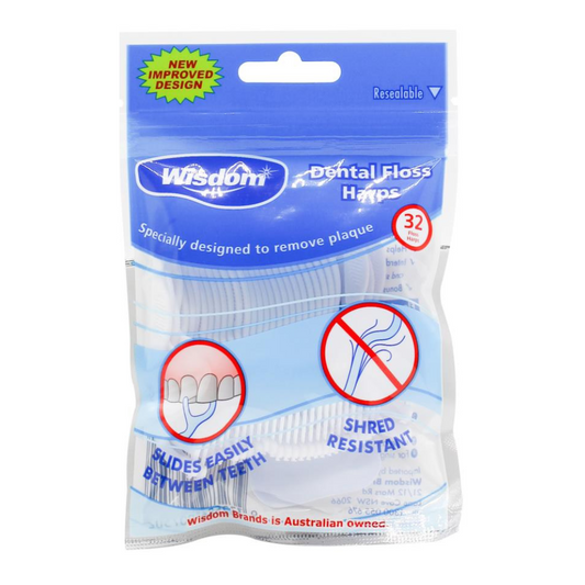 6x Wisdom Dental Floss Harps 32pk