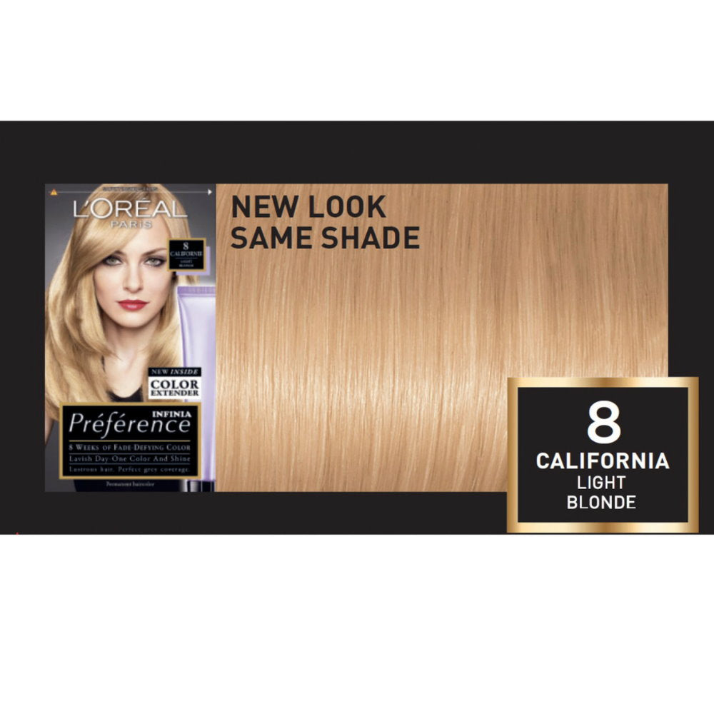 3x L'Oreal Paris Preference Permanent Hair Colour 8 California Light Blonde