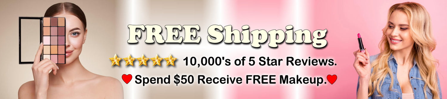 Promotional banner with the text 'FREE Shipping' and 'Spend $99 Receive FREE Makeup.' featuring two women holding makeup items - Discover why The Makeup Australia Group is the capital of cosmetics in Australia.
