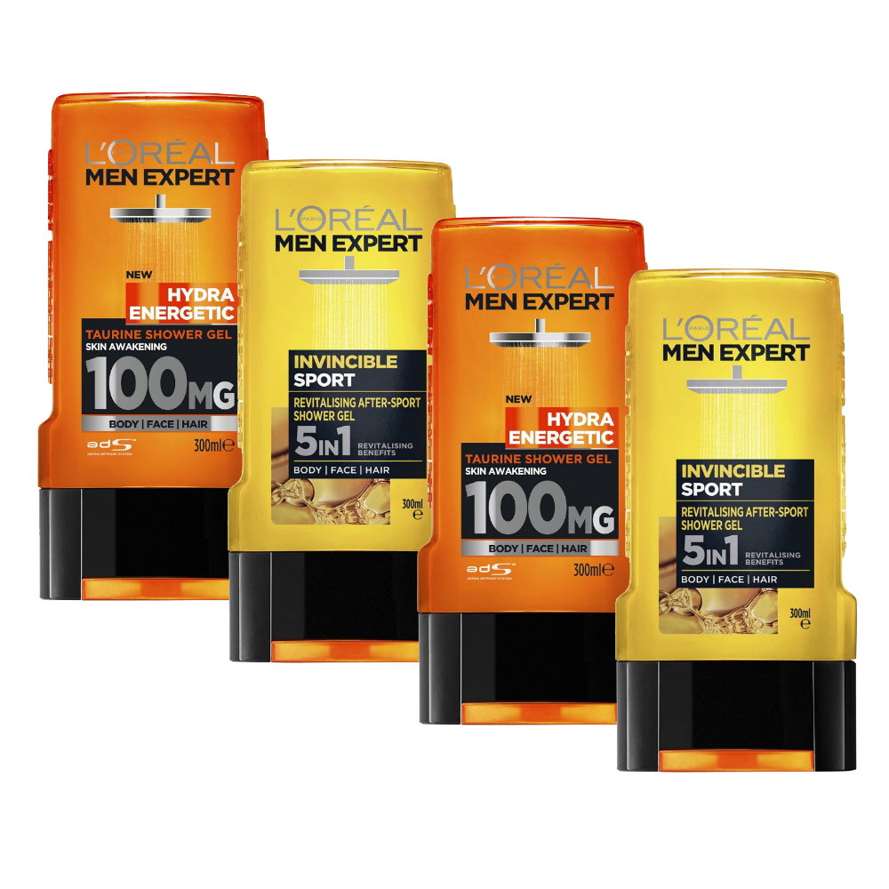 12pk SET L'Oreal Men Expert Invincible and Hydra Shower Gel 300ml