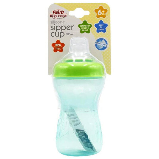 3pk Heinz Baby Basics Silicone Sipper Cup Purple Blue Pink 300mL - Makeup Warehouse Australia