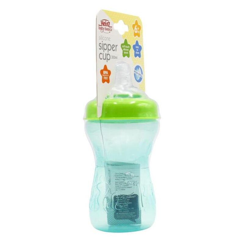 Heinz Baby Basics Silicone Sipper Cup Blue 300mL - Makeup Warehouse Australia