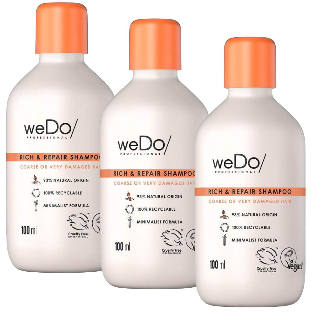 3pk weDo Professional Rich & Repair Shampoo Coarse or Very Damaged Hair 100ml