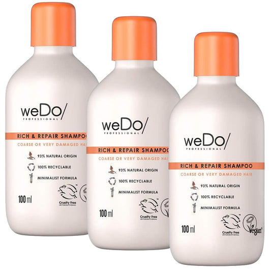 3pk weDo Professional Rich & Repair Shampoo Coarse or Very Damaged Hair 100ml