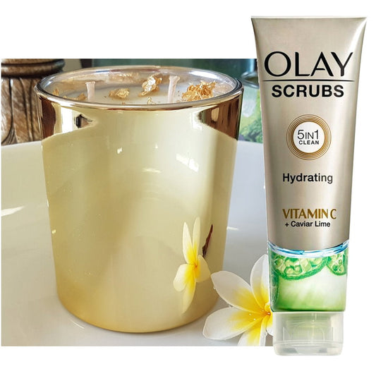 Time Out Pack - 2pk Olay Scrubs 5 in 1 Hydrating & Scented Candles Japanese Honeysuckle
